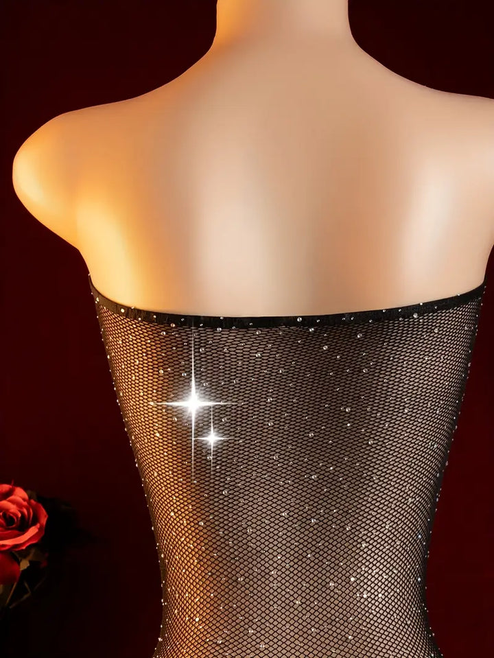Sexy Lingerie Bustier Hot Diamond Mesh Sexy Bodystocking Fishnet