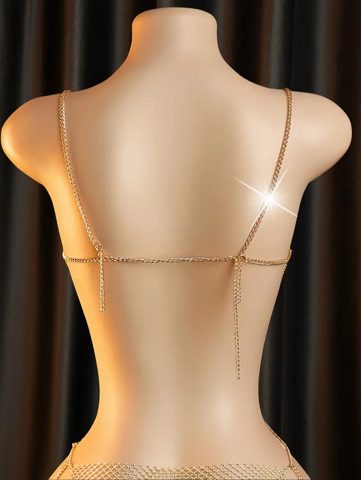 Sexy Lingerie Dresses Hollow Out See Through Shiny Diamond Dresses Ladies Erotic Costumes Erotic Dresses