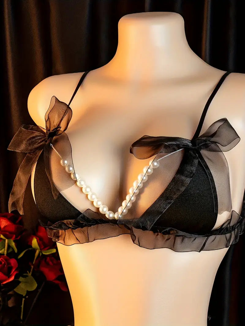 Sexy Lingerie Sets Lace Printed Hollow Out Sexy Pearls Lingerie Sets Women's Lingerie Costumes Lingerie Sets