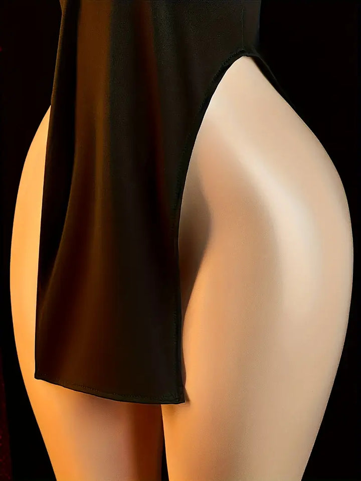 Sexy lingerie: tight backless camisole dress, new secretary-style wide slit design, see-through night robe set, midnight charm baby dress, bold exotic black erotic lingerie