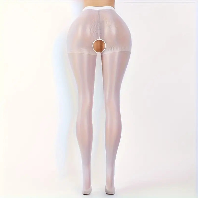 2 Pack Women's See-Through Long Open Pantyhose Cut-out Stockings Bed Sexy Pure Lust Wind Long Middle Over The Knee No Take Dating Suspenders Erotic Lingerie Fishnet Jumpsuits Bold Exotic Seductive Underwear (Includes: White + Black)