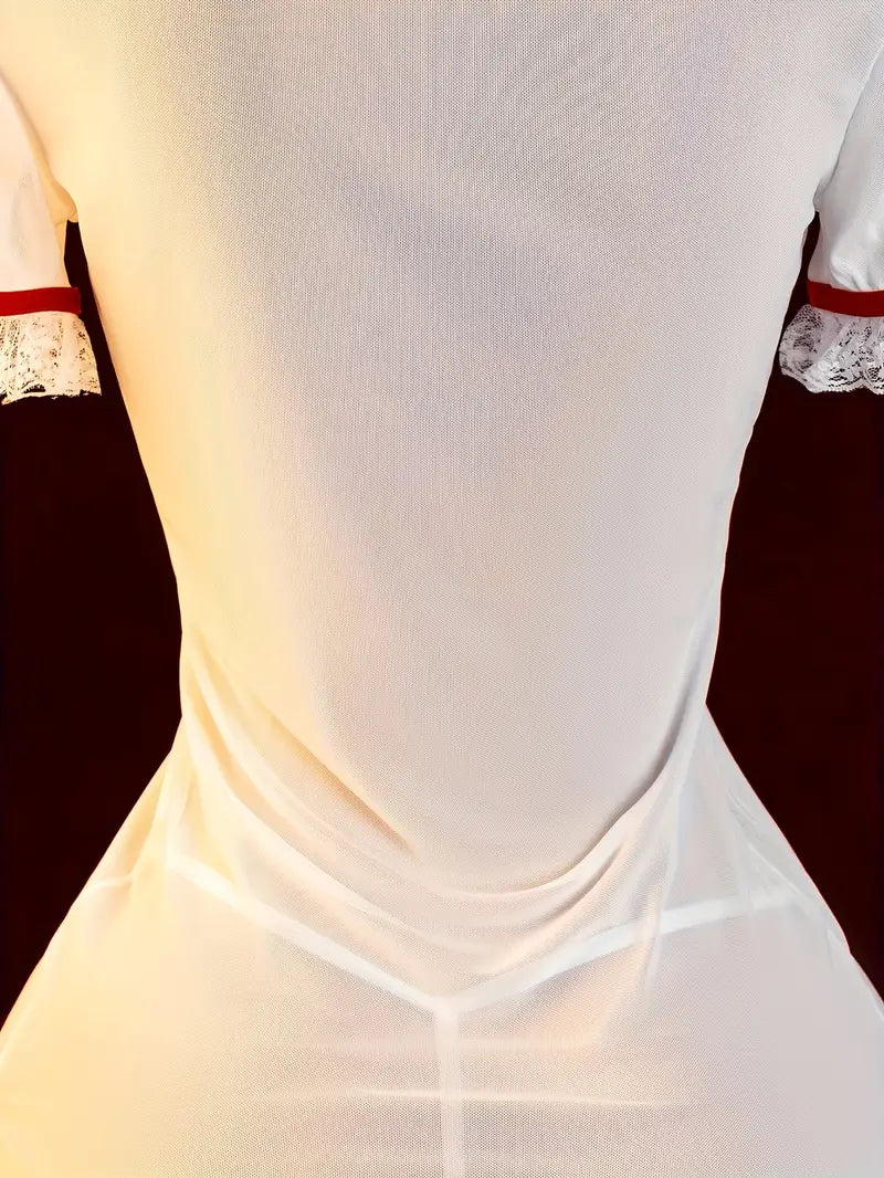 Erotic underwear sense new sexy see-through pure desire little nurse one-piece suit uniform temptation suit dating battle robe dress on the bed free passion pajamas pure uniform set