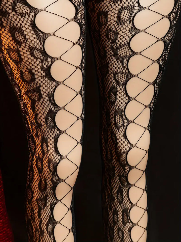 Women'S Sexy Lingerie Bodystocking Fishnet Seduction Open Gear Flower Print Mesh Clothes Body Stockings Ladies Erotic Clothing Bodysuit Body Stockings