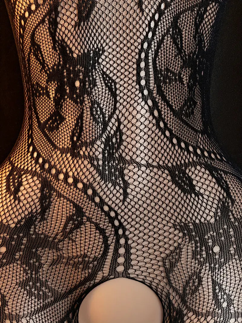 Sexy Lingerie Big Dragon Pattern Open Gear One-Piece Mesh Suit Sexy Bodystocking Fishnet