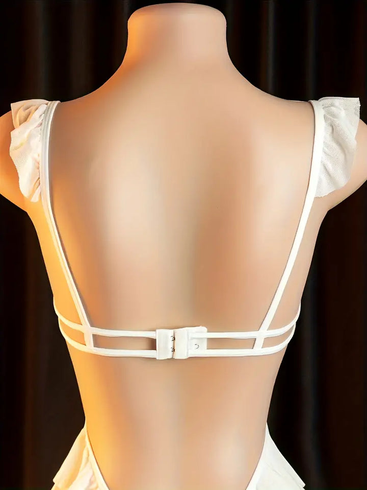 Sexy French lace lingerie bodysuit, new sleepwear for small chests, uniform temptation, sexy battle robe for passion, wearable in bed without removal