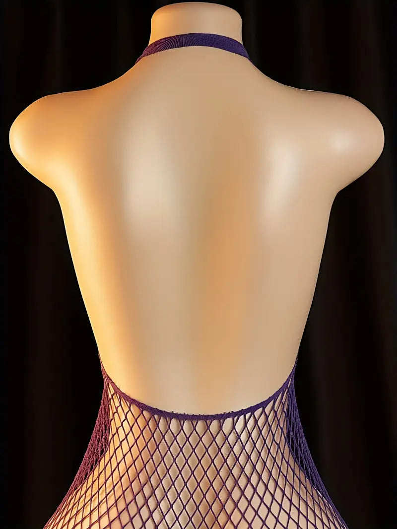 Sexy purple hollow-out camisole bodysuit