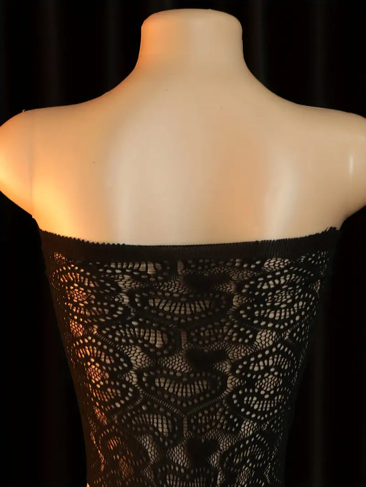 Sexy Black Hollow Heart Bustier Off-Shoulder Backless Bodysuit