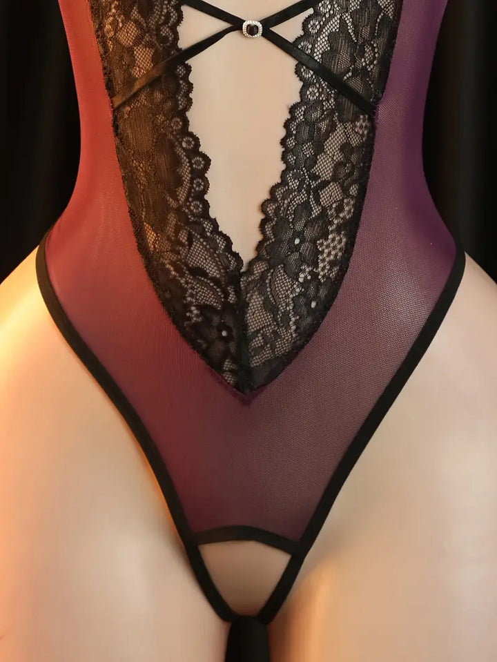 Sexy Bodysuit Lingerie Set Temptation Hollow Lace Printing Hollow Open Gear Bodysuit Ladies Erotic Bodysuit And Corset Sexy Fit Bodysuit