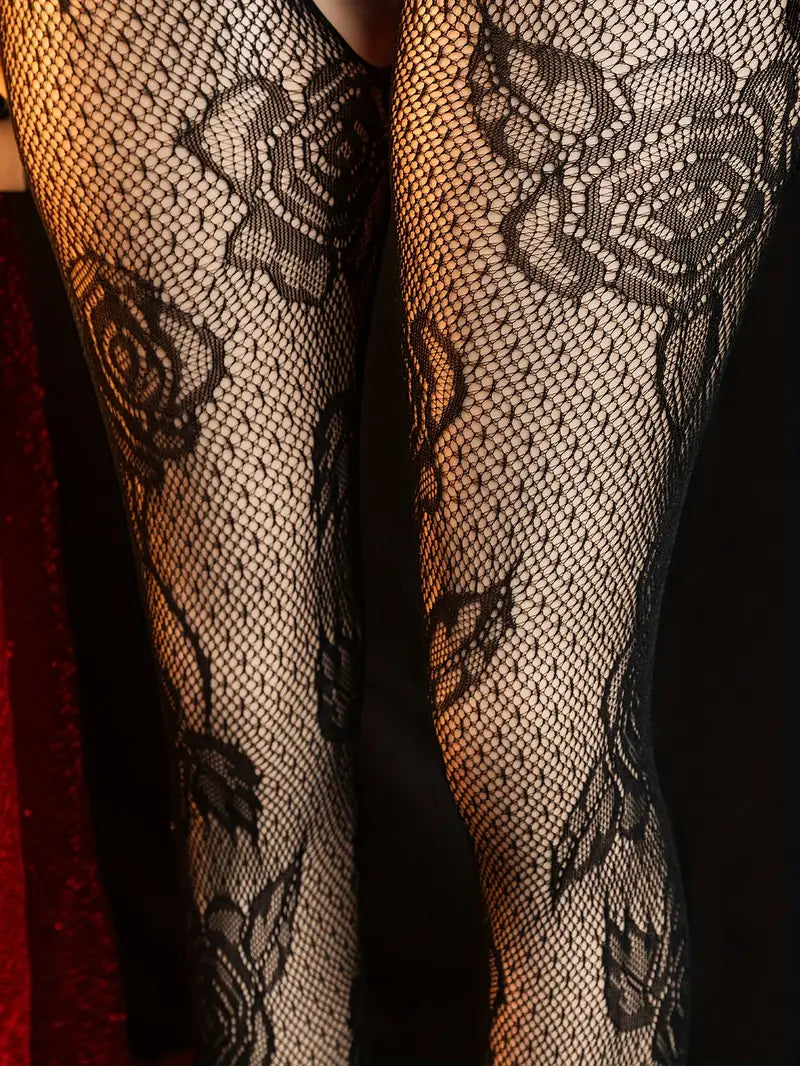 Sexy Bodystocking Fishnet Seduction Open Gear Flower Print Mesh Clothes Body Stockings Women'S Erotic Clothing Bodysuit Body Stockings
