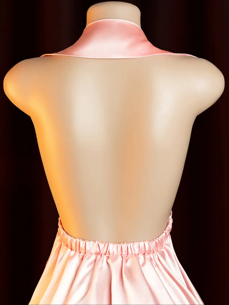 SexualitySexy LingerieBackless Pink Peach SweetheartNurse Dress SuitChestCutout Lingerie UniformTemptationCute PajamasCosplayPassion SetPure StriplessBold Erotic CostumeExposureExotic Seductive Underwear (Includes: Dress + Headband + Panties)