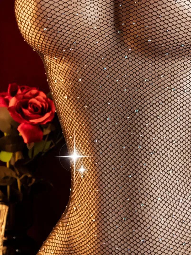 Sexy Lingerie Bustier Hot Diamond Mesh Sexy Bodystocking Fishnet