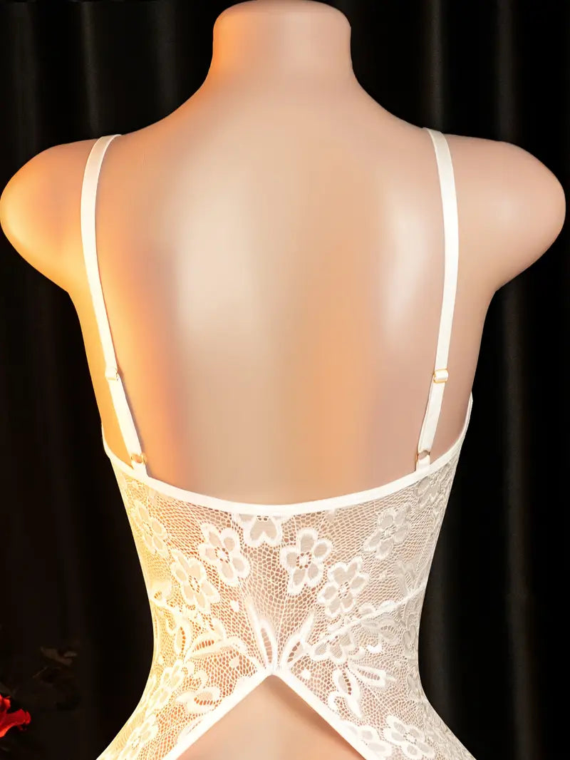 Sexy Bodysuit Lingerie Seduction Bow Cut-Out Lace-Up Neck Lingerie Women'S Erotic Clothing Bodysuit Tights Sexy Fitted Bodysuit