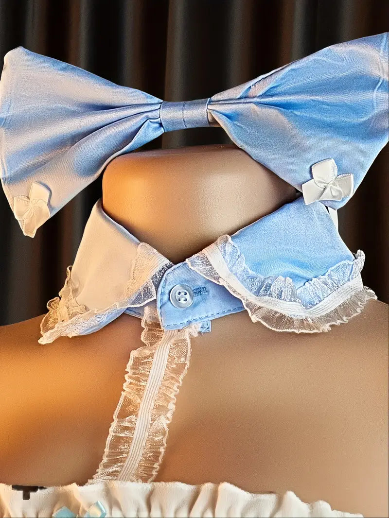 Sexy Lingerie Short Dress Set Tempting See-through One-piece Dress Maid Uniform Role Play Sexy Erotic Costume Role Play Sexy Set