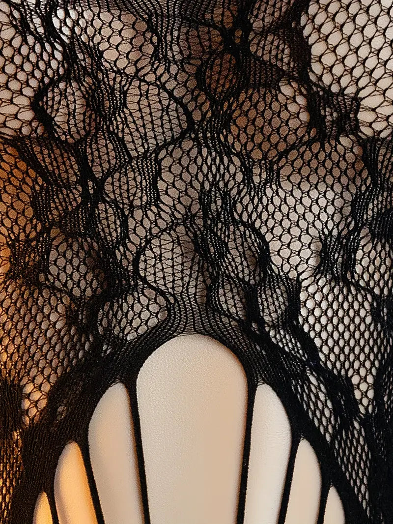 Women's Sexy Bodystocking Lingerie Jumpsuit Strappy Jacquard One-Piece Mesh Dress Body Stockings Ladies Erotic Jumpsuit Body Stockings