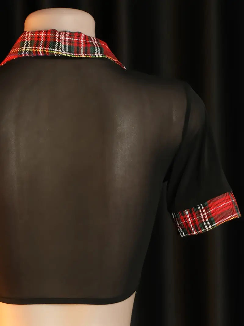New uniform set: Sexy uniform with hot and tempting American-style red plaid, includes top and skirt