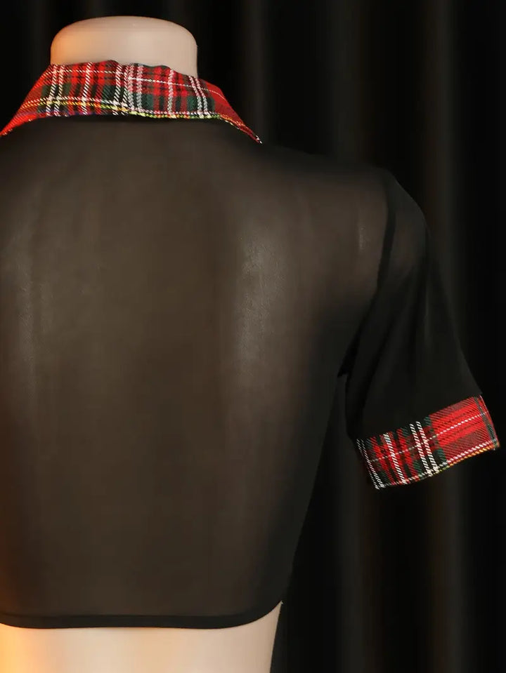 New uniform set: Sexy uniform with hot and tempting American-style red plaid, includes top and skirt