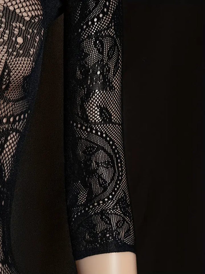 Sexy Lingerie Big Dragon Pattern Open Gear One-Piece Mesh Suit Sexy Bodystocking Fishnet