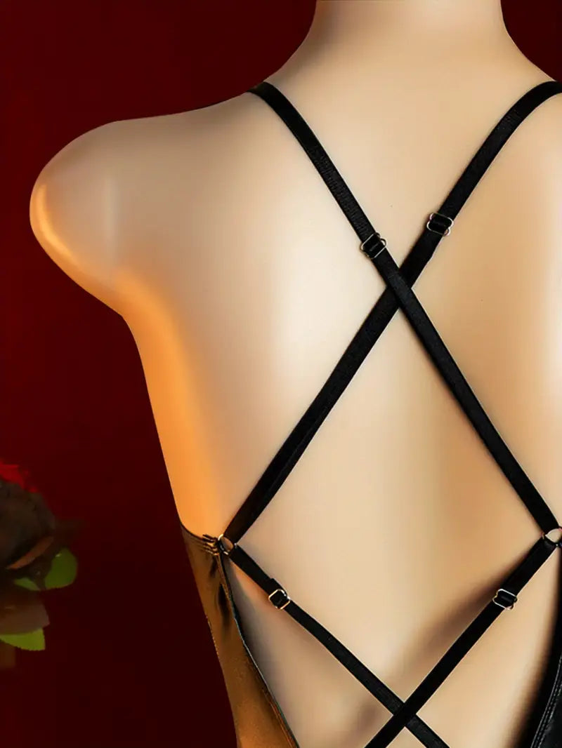 Sexy Sexy Lingerie Modern Girl Breasts Cutout See-Through Temptation Suspender Hip SkirtSecretary Outfit Pajamas Bed Passion Set Dress Lost Sexy Doll Dress Bold Erotic Costume Exposure Exotic Seductive Lingerie (Sundress + Panties)