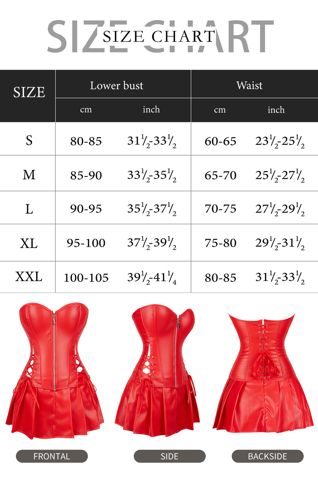 Adsexy Women's Punk Rock Faux Leather Corset Set