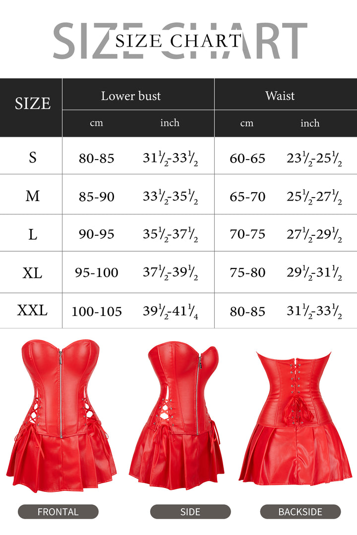 Adsexy Women's Punk Rock Faux Leather Corset Set